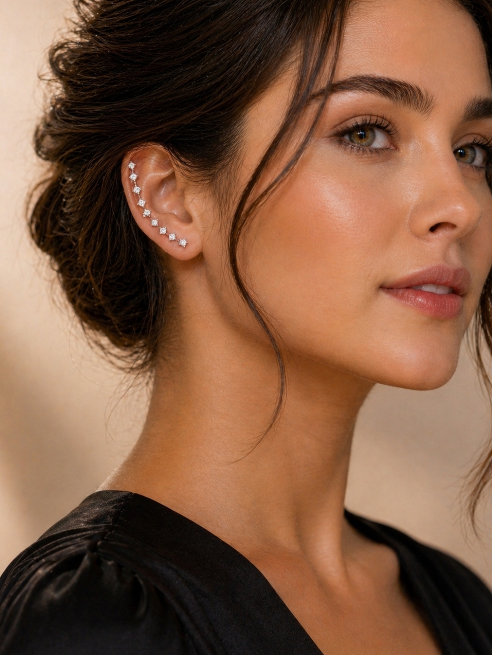 Sparkling Crystal Ear Climber Earrings | Silver Tone CZ Crawler Dangle